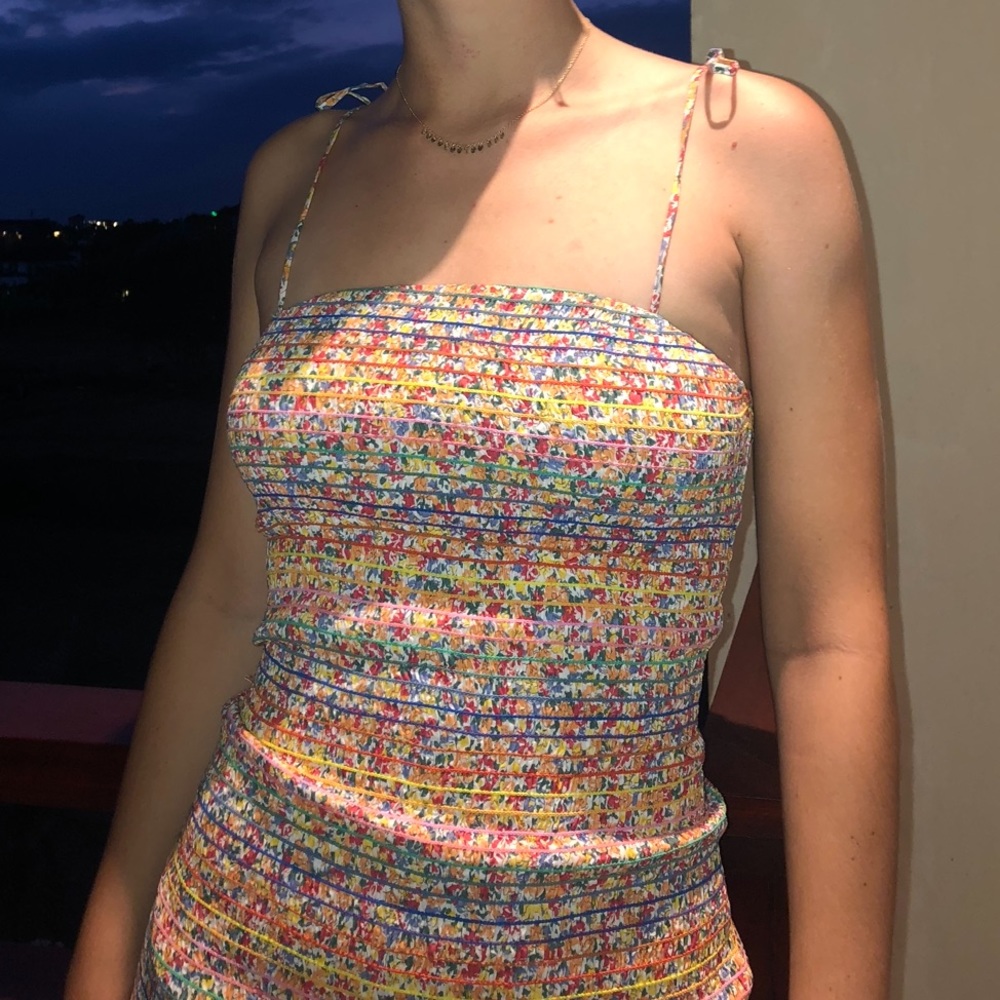 Floral ruched bodycon dress